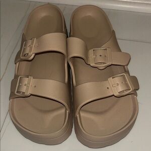 Beige Double Strap Sandals